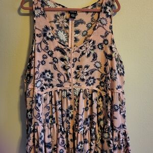 Torrid Peach and Navy Paisley Top 2X